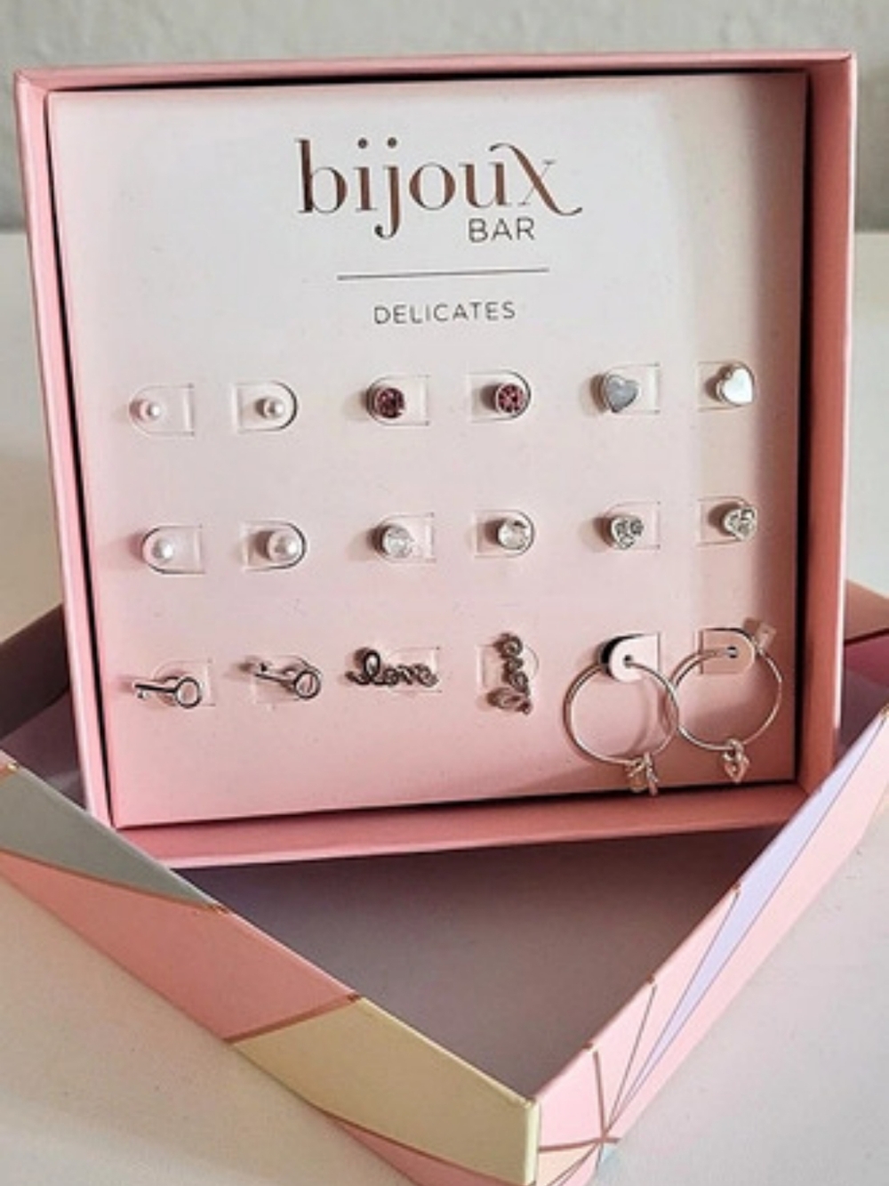 Bijoux Bar Delicates Tower Earring Set 6-Pair Geometric Earrings in Pink NWT